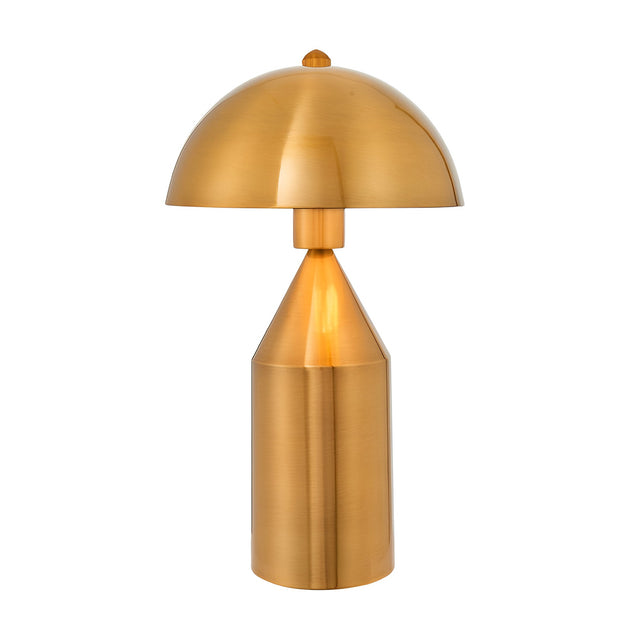 Castford Table Lamp in antique brass with a dome-shaped metal shade and cylindrical base, shown on a plain white background.