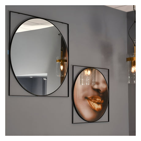 Isaac Wall Mirror Black - 77x77cm