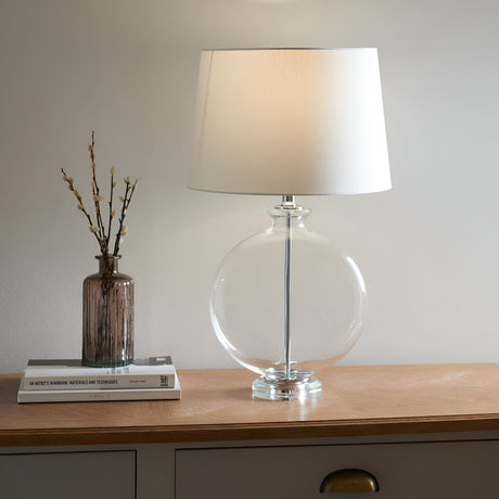 Bramleigh Table Lamp - Nickel & White