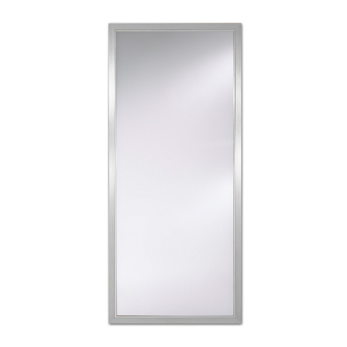 Bremen Silver Moulded Frame Full Length Mirror 170cm, a rectangular full-length mirror with a stepped silver frame, shown on a plain white background.