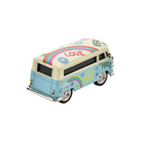 Peace Sign Camper Van Miniature Metal Mantel Clock - Blue