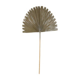 Libra Interiors Wide Fan Palm Leaf artificial stem in brown, with a pleated fan-shaped leaf on a slender tapered stem, shown on a plain white background.
