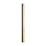 The Cornova LED Large Slim Linear Alabaster Wall Light features a sleek, elongated matte black frame with a soft white glowing light panel along its length for a modern look.