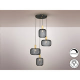 Osiris 4 Light Metal Mesh Cluster Pendant - Gold/Black
