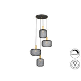 Osiris 4 Light Metal Mesh Cluster Pendant - Gold/Black