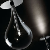 Yarvelle Glass Downlight in chrome, a clear teardrop glass shade with a slim chrome rod and G4 bulb glowing low inside, mounted on a flush chrome ceiling plate.
