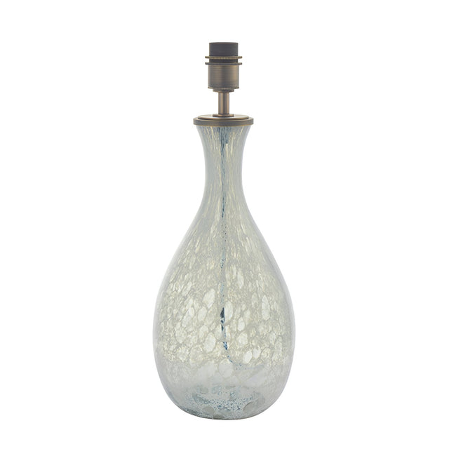 Bronze Carldale table lamp with grey cloud-effect glass in a curved hourglass shape and brushed metal fittings, on a white background.