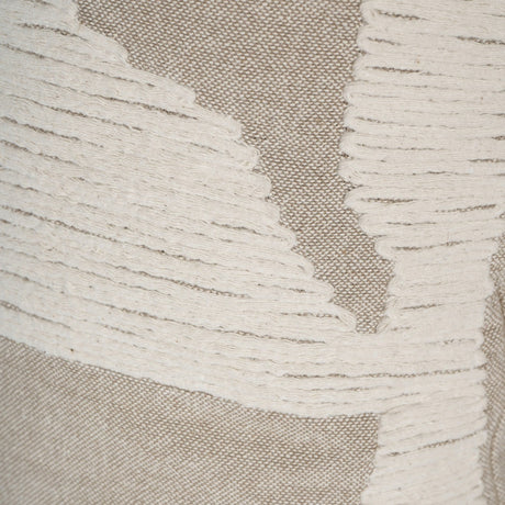 Close-up of Libra Interiors Textured Cotton 50cm Square Cushion in natural beige with raised cream stitched abstract lines on a woven cotton ground.