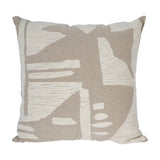 Libra Interiors Textured Cotton 50cm square cushion in natural beige with raised cream abstract stitched motif and piped edge, on a plain background.