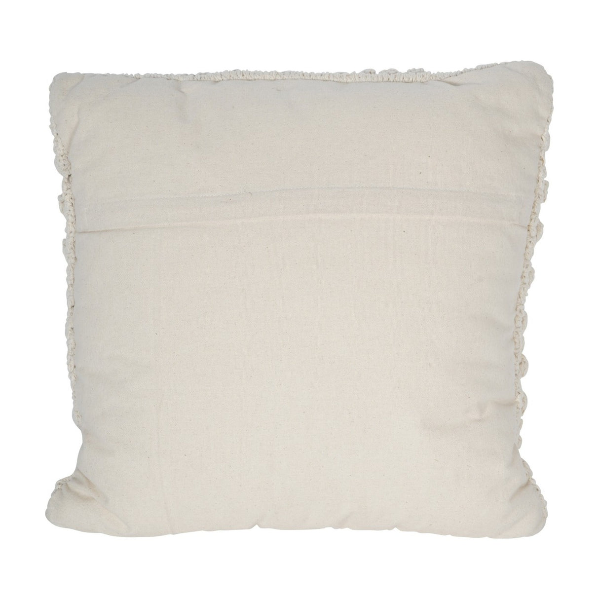 Reverse of Libra Interiors Textured Cotton 50cm square cushion in natural beige, showing plain cotton back with envelope opening on a white background.