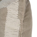 Close-up of Libra Interiors Textured Cotton 50cm Square Cushion in natural beige, showing raised cream stitched lines and piped seam edge.