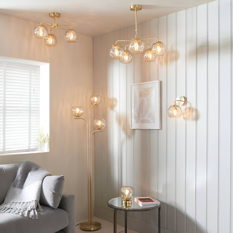 Draycott Dimpled Glass Wall Light - Satin Brass
