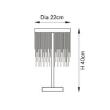 Dimension diagram of the Endon Danestead table lamp showing 22cm diameter and 40cm height, on a plain white background.