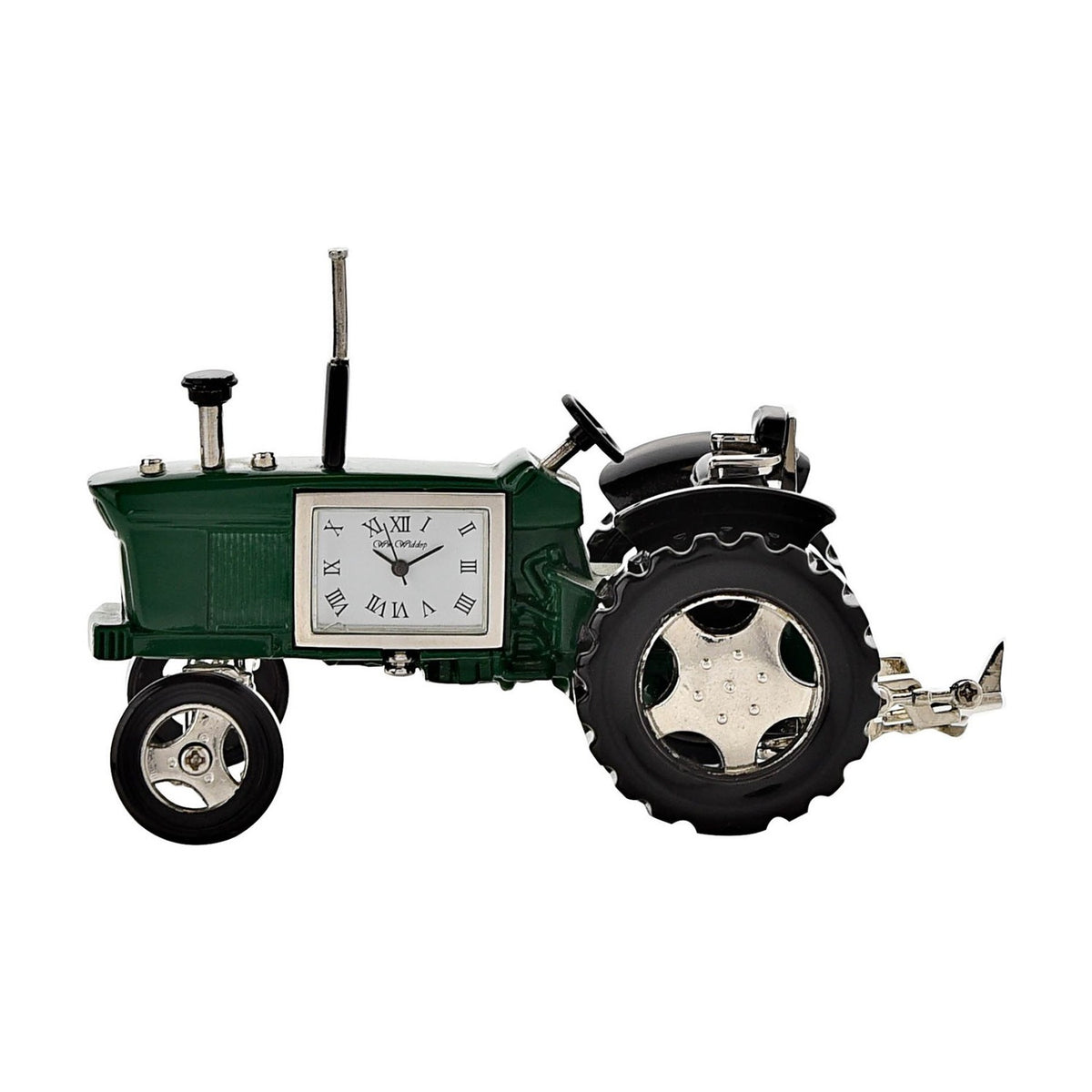 Miniature Tractor Roman Dial Metal Mantel Clock - Green & Black