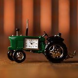 Miniature Tractor Roman Dial Metal Mantel Clock - Green & Black