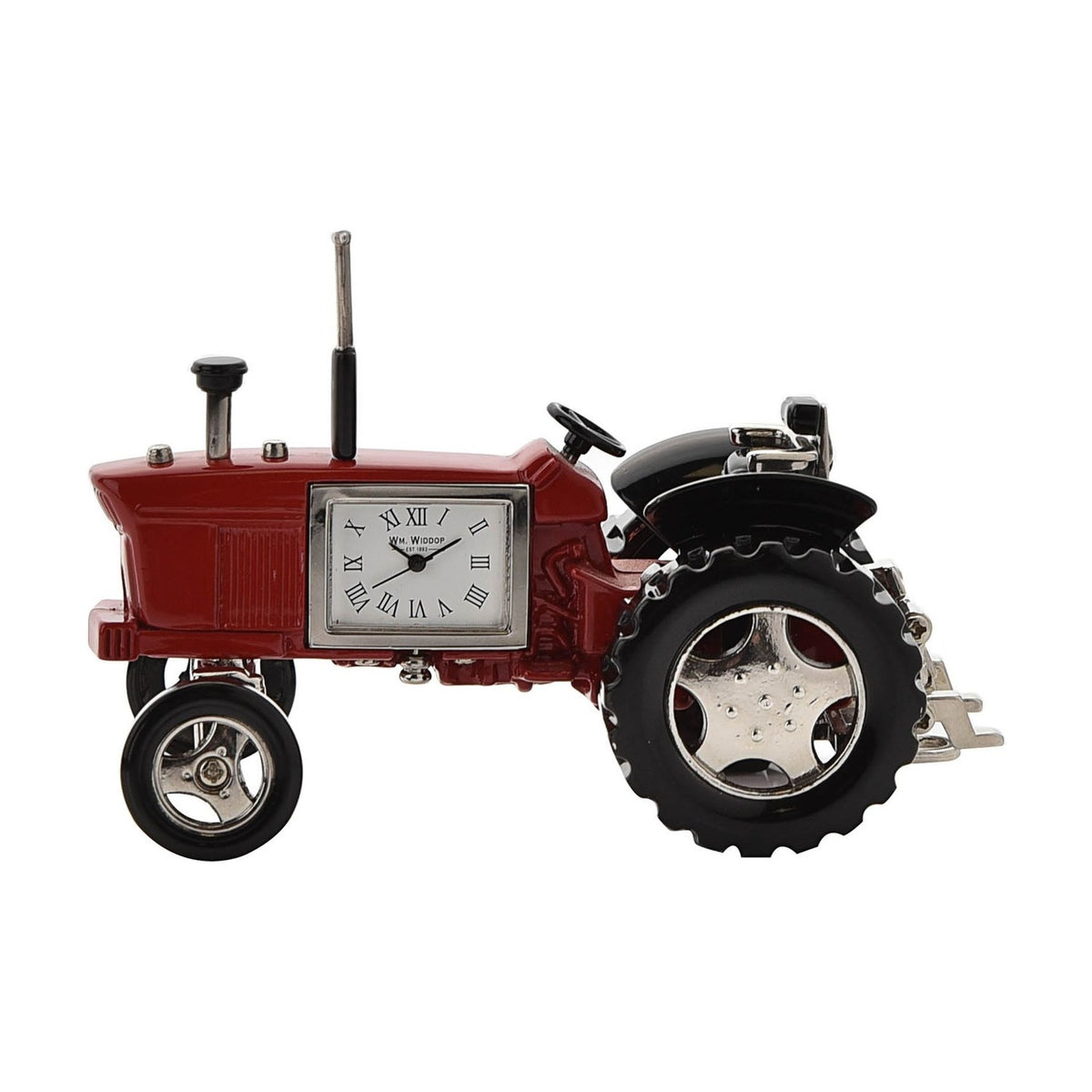 Miniature Tractor Mantel Clock with Roman Dial - Red & Black