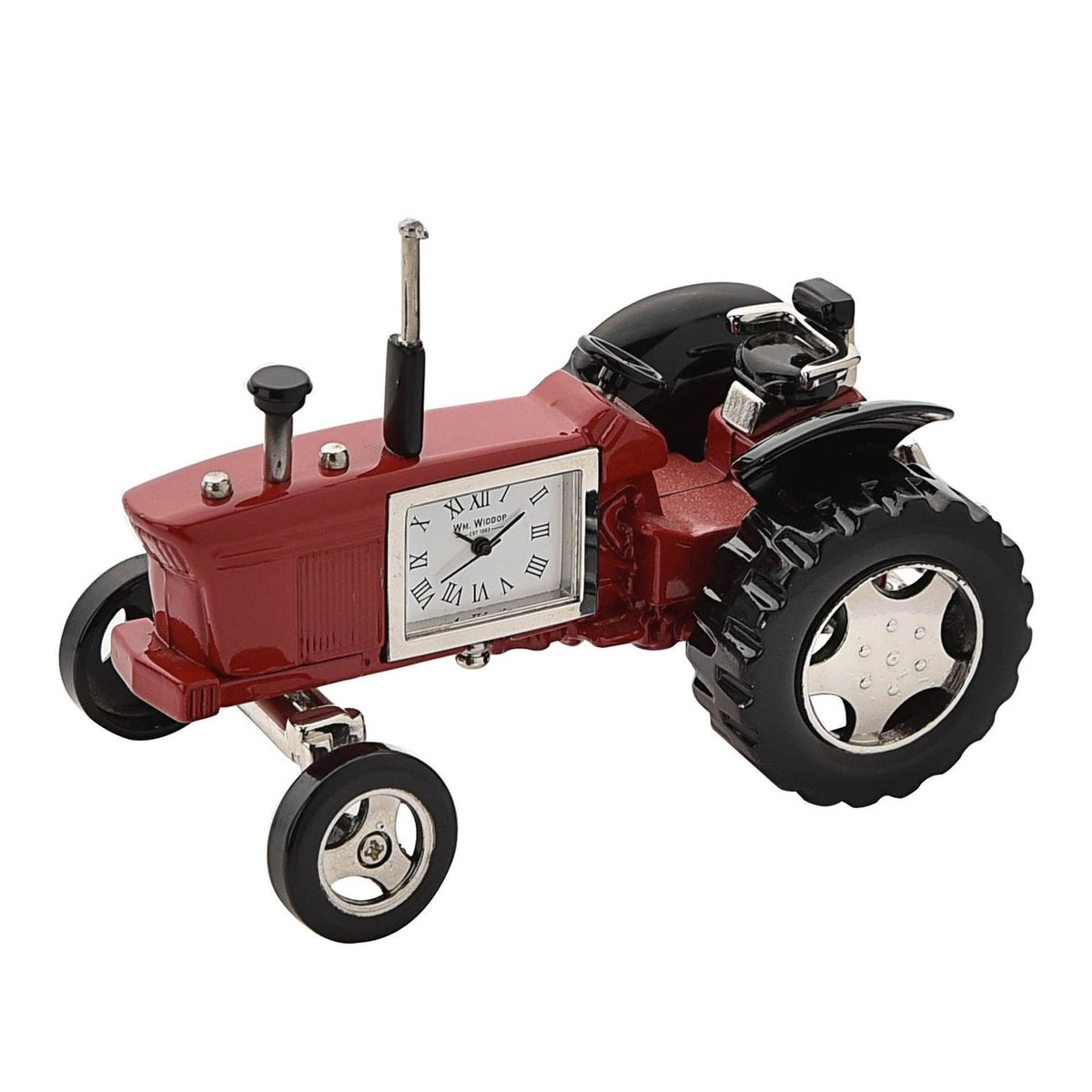 Miniature Tractor Mantel Clock with Roman Dial - Red & Black