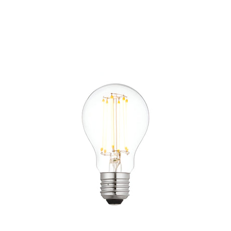 Endon 6W E27 LED filament GLS bulb with clear glass, visible warm white filaments and silver screw cap, shown on a plain white background.