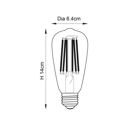 6W E27 LED Filament Pear Bulb - Clear, Warm White, Dimmable