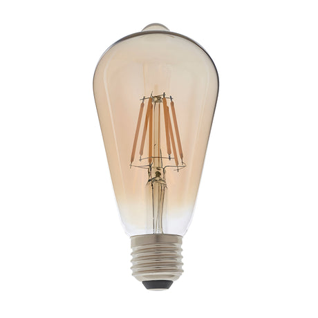 6W E27 LED Filament Pear Bulb - Amber, Warm White, Dimmable