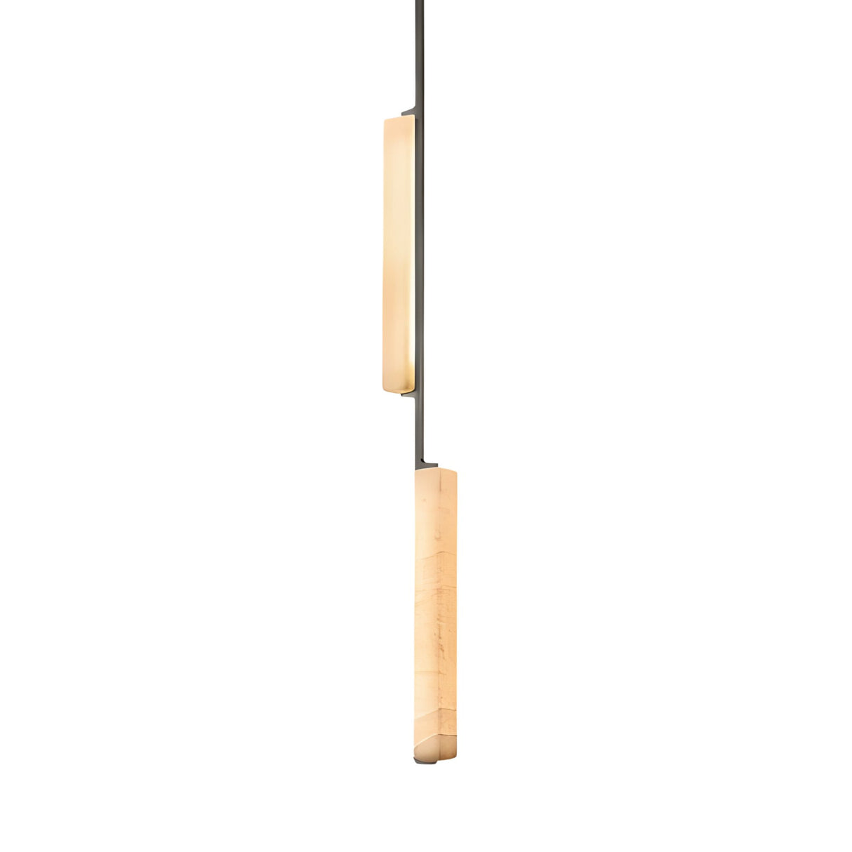 Selvara LED Vertical Duo Alabaster Pendant Light - Matt Black