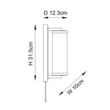 Dimension diagram of Endon Cranfield bathroom wall light showing 31.5cm height, 10cm width, and 12.3cm projection on a plain background.