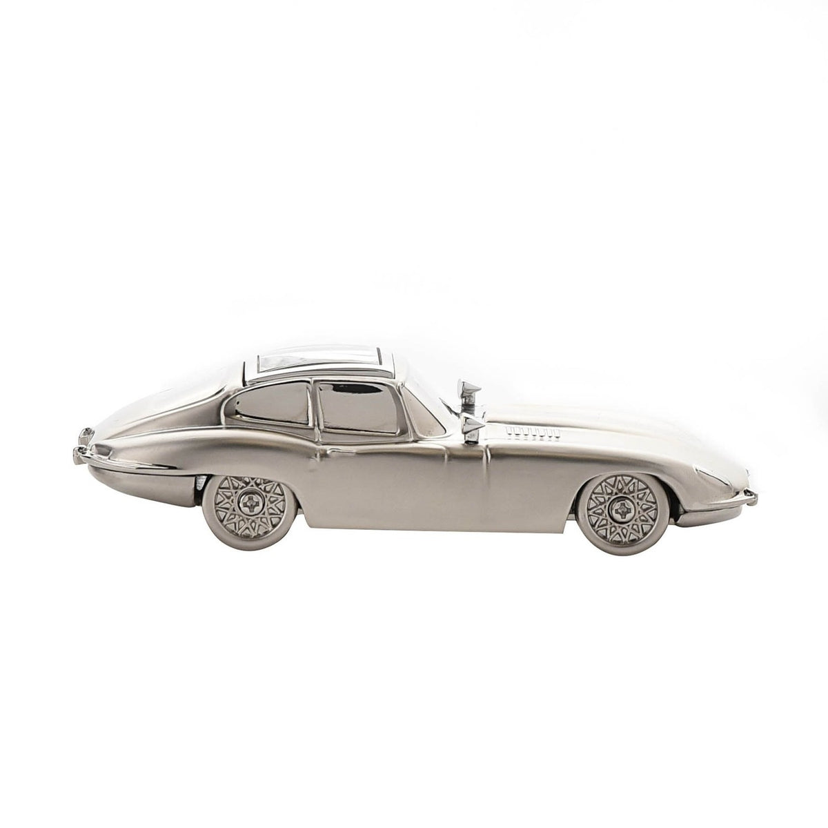 Old Sports Car Miniature Quartz Metal Mantel Clock - Silver