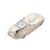 Old Sports Car Miniature Quartz Metal Mantel Clock - Silver