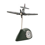 Spitfire Miniature Metal Quartz Mantel Clock - Green & Grey