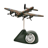 Lancaster Plane Miniature Metal Mantel Clock - Green & Brown