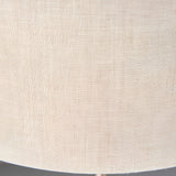 Close-up of the Endon Brenley table lamp's natural linen shade, showing its woven texture in a soft neutral tone.