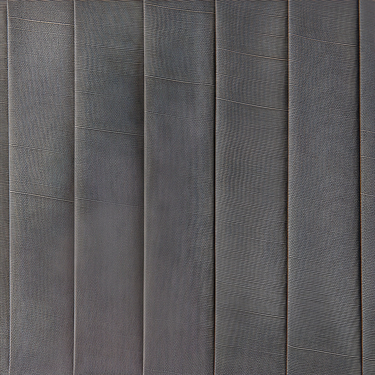 Close-up of the Brenley V1 6 Light Pendant's linen fabric shade, showing ribbed grey fabric panels with a subtle metallic sheen.