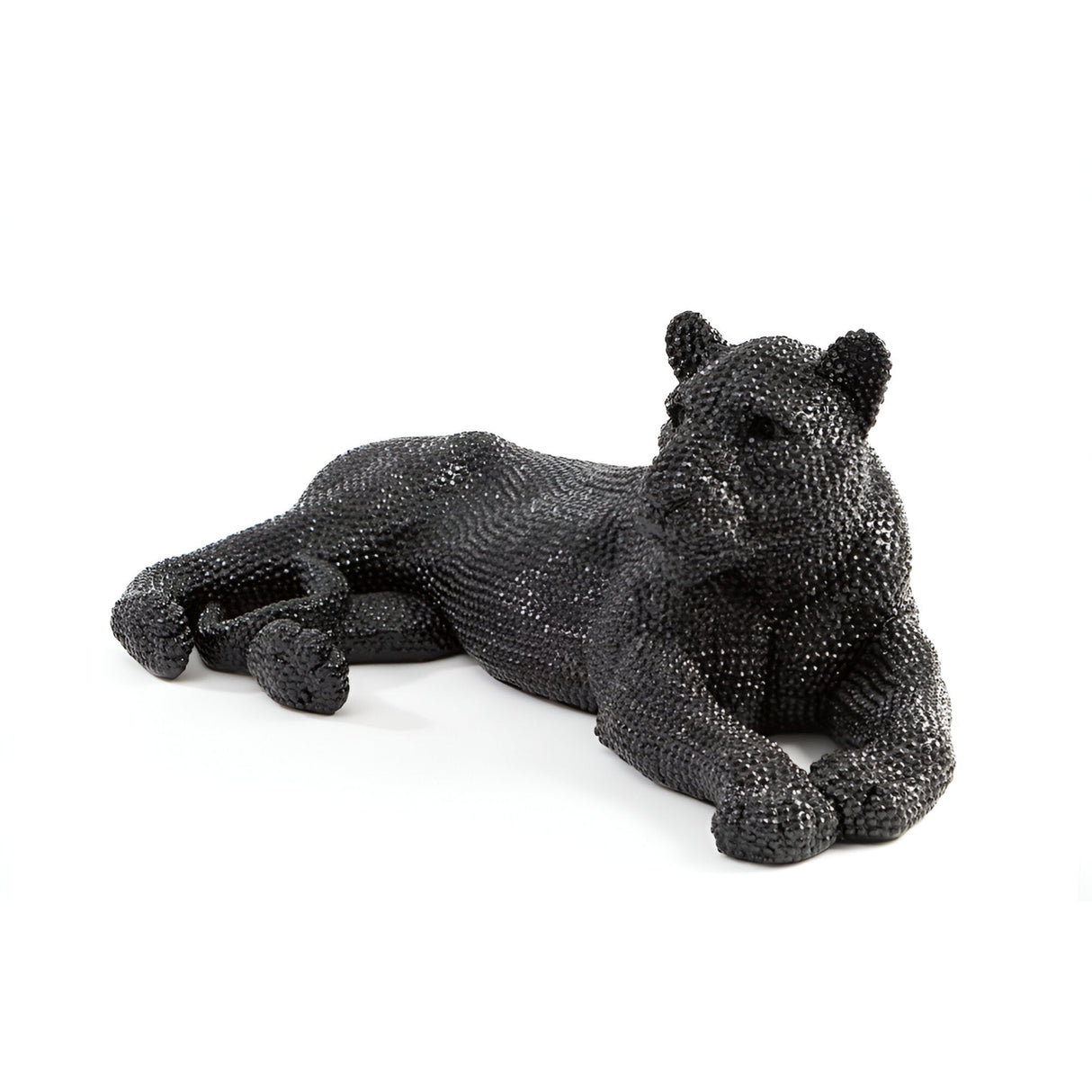 Leona Black Jewel-Inlaid Lying Lioness Sculpture - 101cm