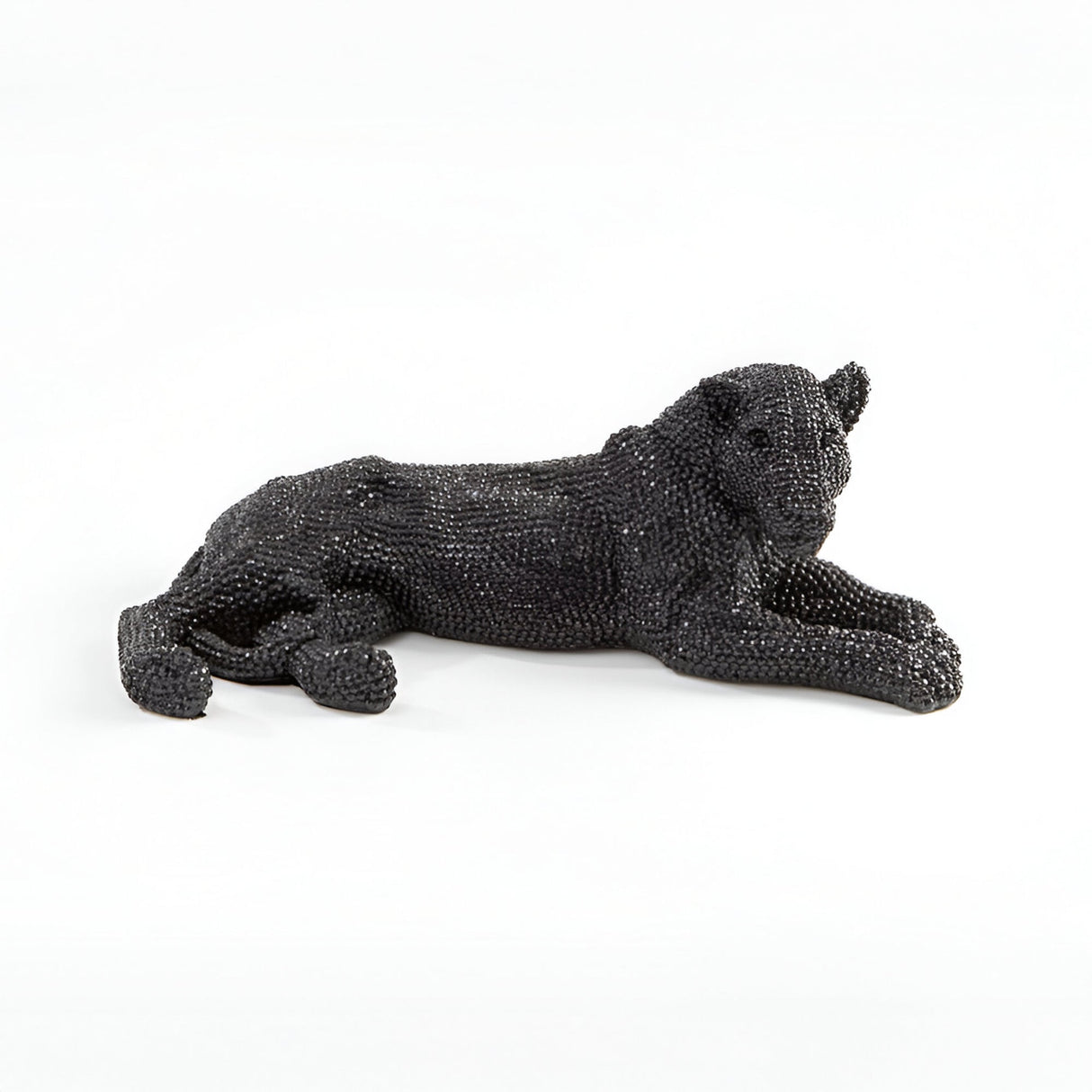 Leona Black Jewel-Inlaid Lying Lioness Figurine - 64cm