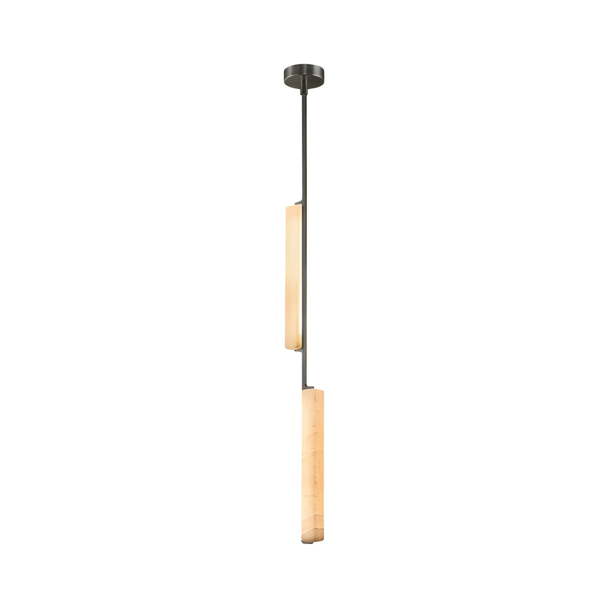 Selvara LED Vertical Duo Alabaster Pendant Light - Matt Black