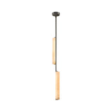 Selvara LED Vertical Duo Alabaster Pendant Light - Matt Black