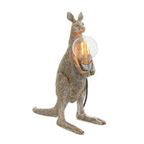 Endon Brockgrove kangaroo table lamp in vintage silver resin, holding a chrome E27 lamp holder with exposed filament bulb, on a plain background.