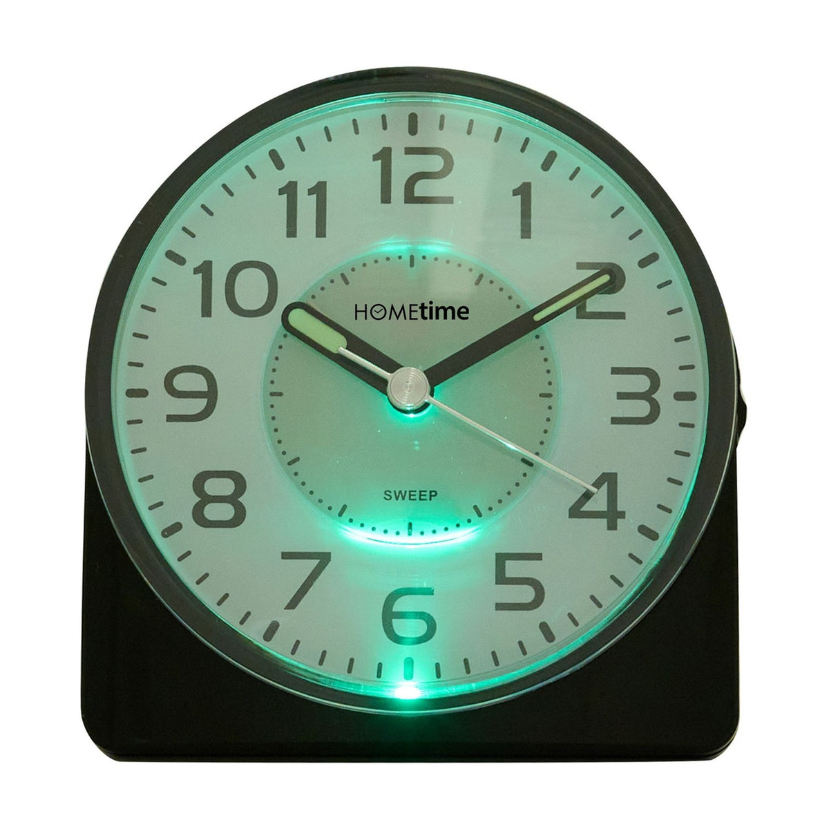 Silent Sweep Round Face Blinking Light Alarm Clock - Black