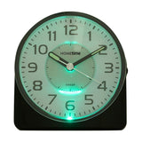 Silent Sweep Round Face Blinking Light Alarm Clock - Black