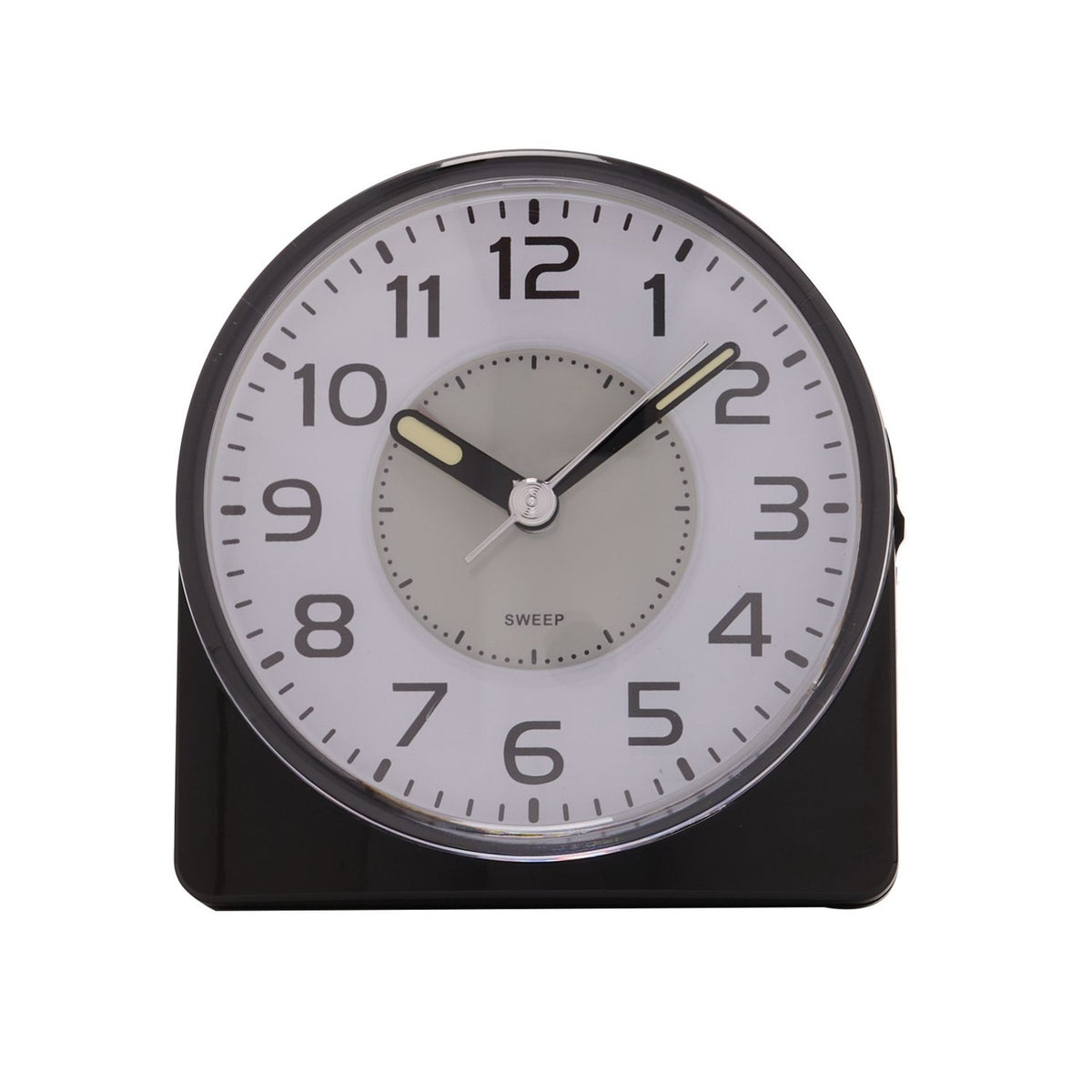 Silent Sweep Round Face Blinking Light Alarm Clock - Black