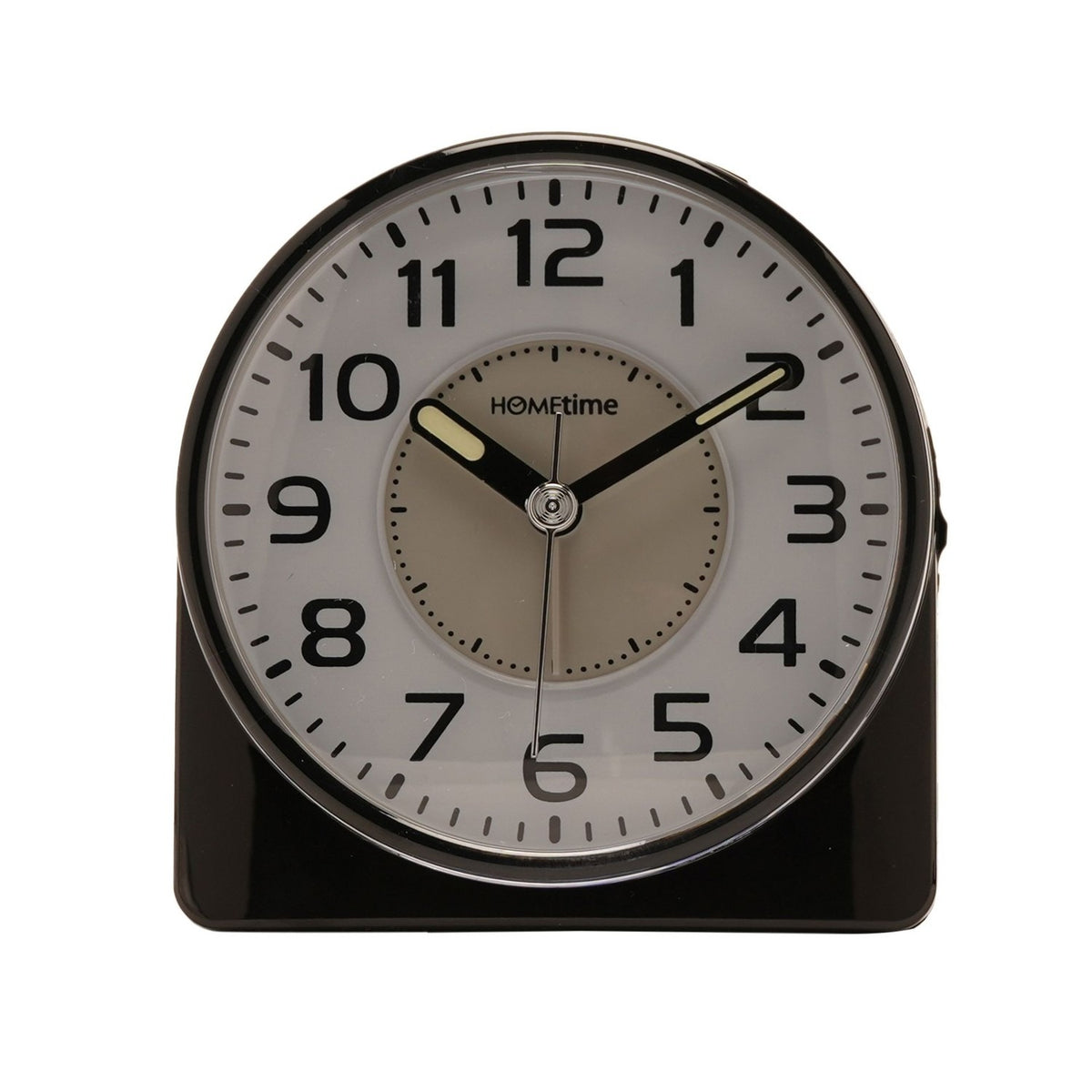 Silent Sweep Round Face Blinking Light Alarm Clock - Black
