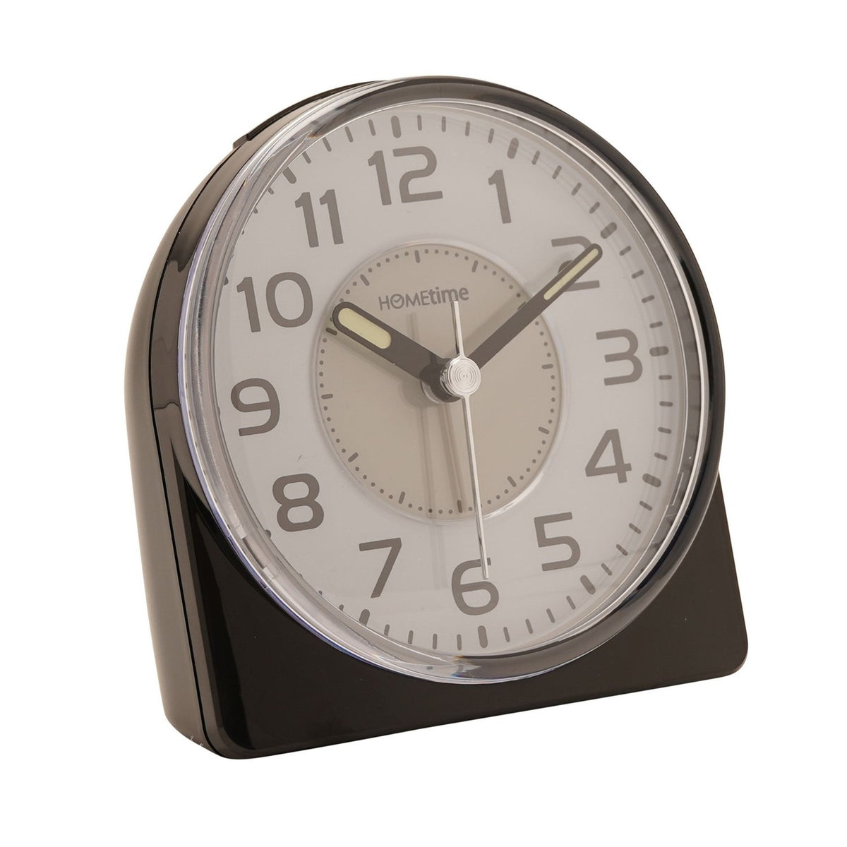 Silent Sweep Round Face Blinking Light Alarm Clock - Black