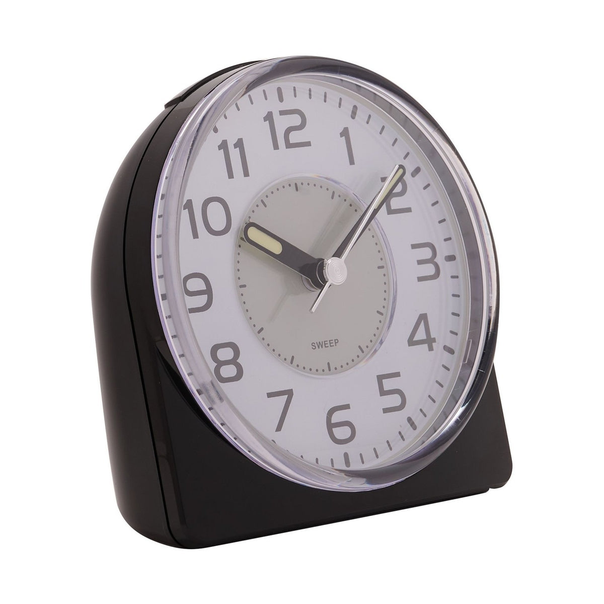 Silent Sweep Round Face Blinking Light Alarm Clock - Black