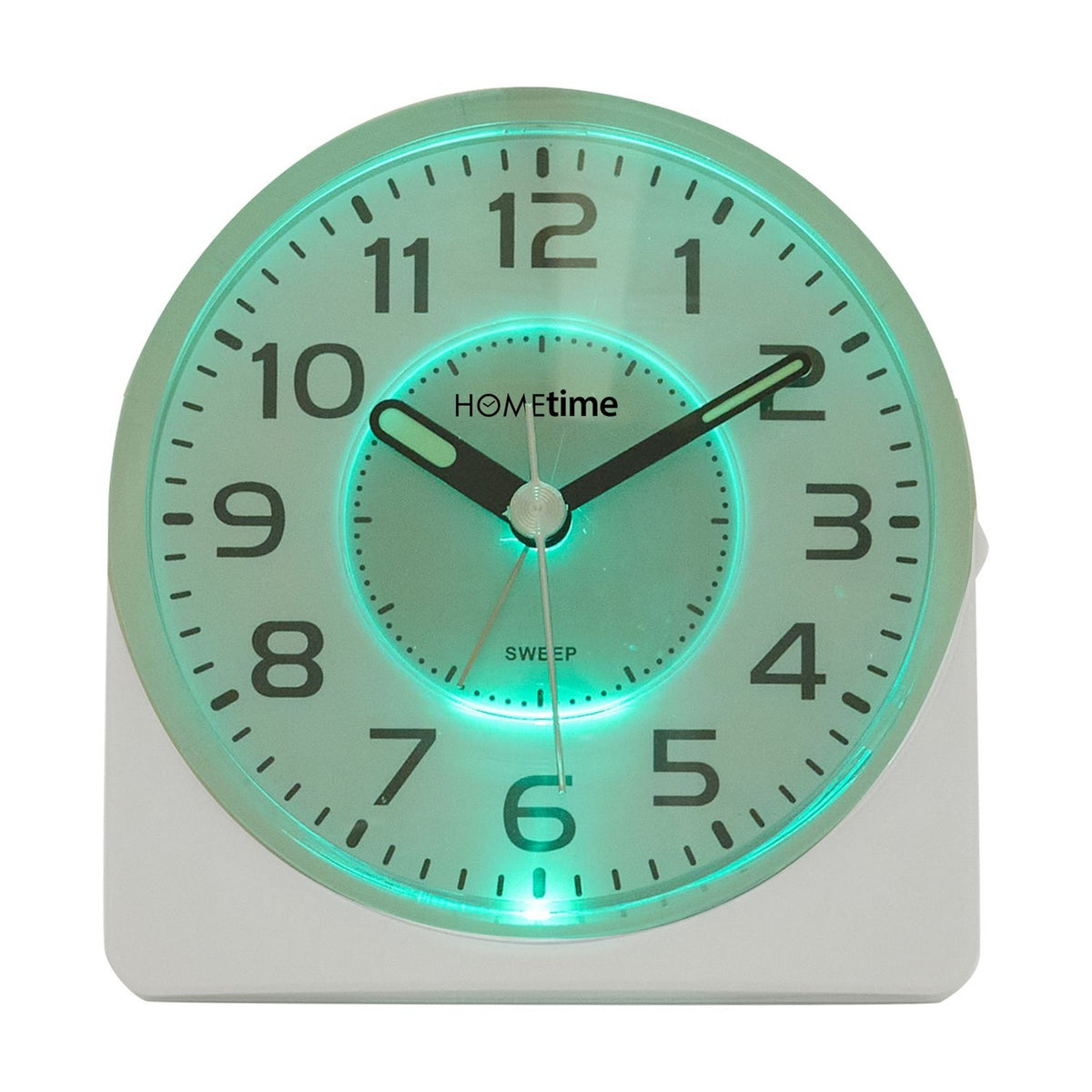Silent Sweep Round Face Blinking Light Alarm Clock - White