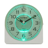 Silent Sweep Round Face Blinking Light Alarm Clock - White