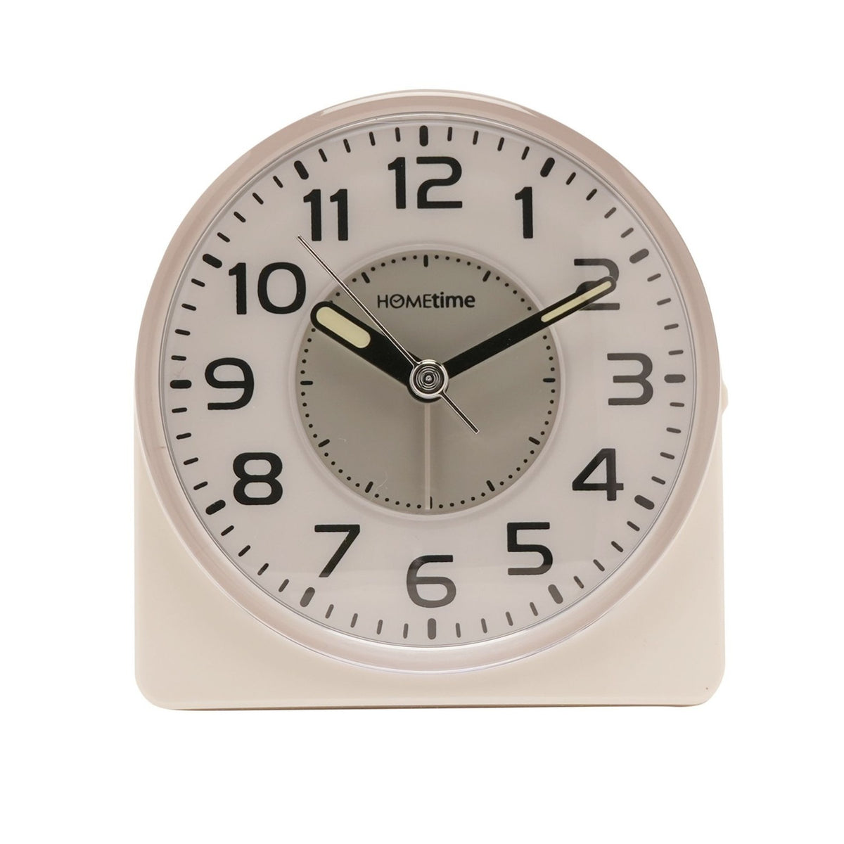 Silent Sweep Round Face Blinking Light Alarm Clock - White