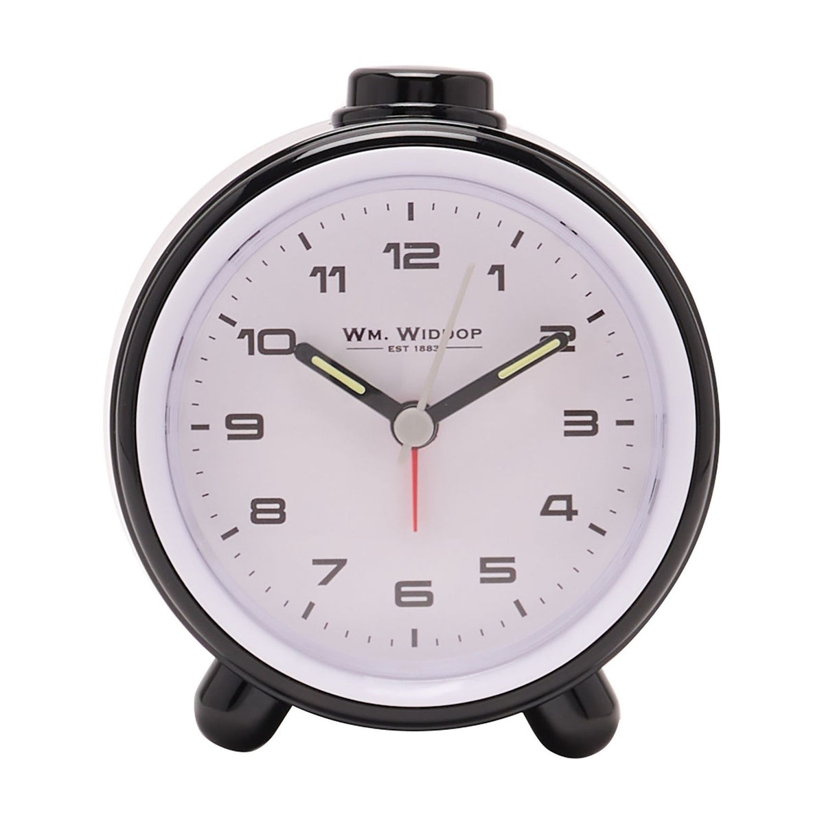 Round Alarm Clock with Sweep Movement & Snooze - Black & White