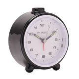 Round Alarm Clock with Sweep Movement & Snooze - Black & White