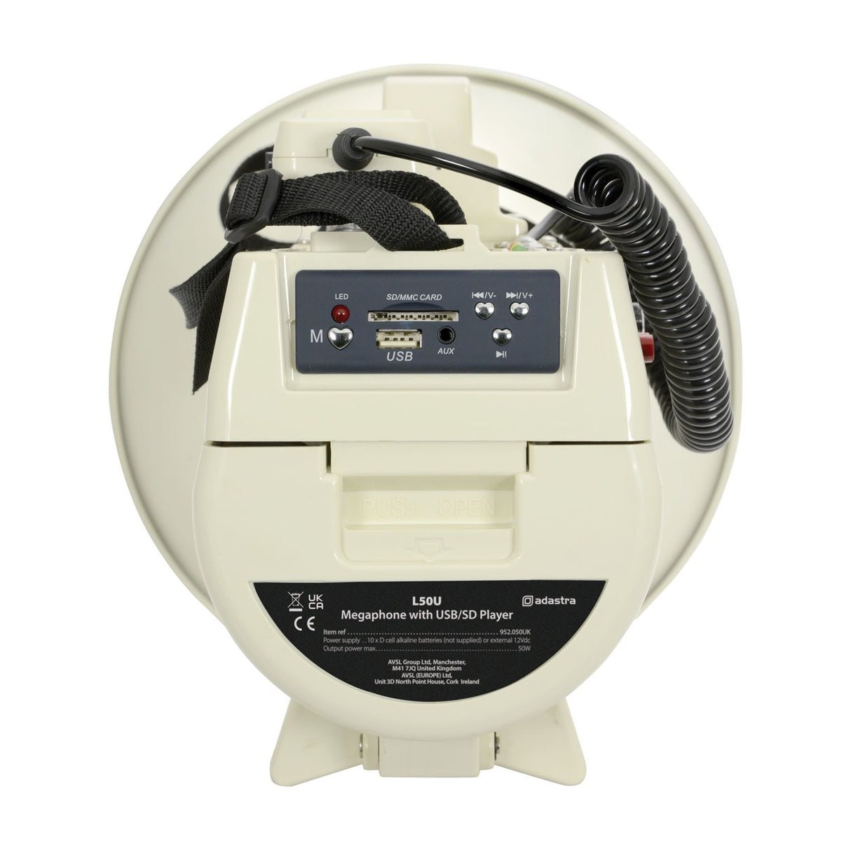 Adastra L50U 50W USB/SD Megaphone with Siren