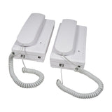Mercury 2-Way Intercom by AVSL, pair of white wired handset units with coiled cables, shown on a plain white background.